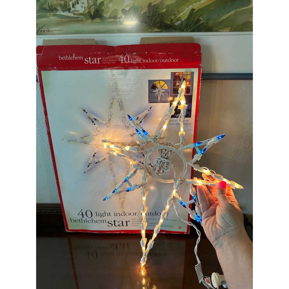 Bethlehem Star 40 Light‎ Indoor Outdoor Christmas Window Decoration Blue Clear